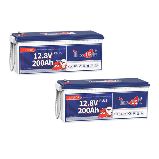 2 Stück Timeusb LiFePO4 200Ah Plus 12 Volt Batterie