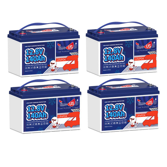 4 Stück Timeusb Lithium Batterie 140Ah LiFePO4 12V