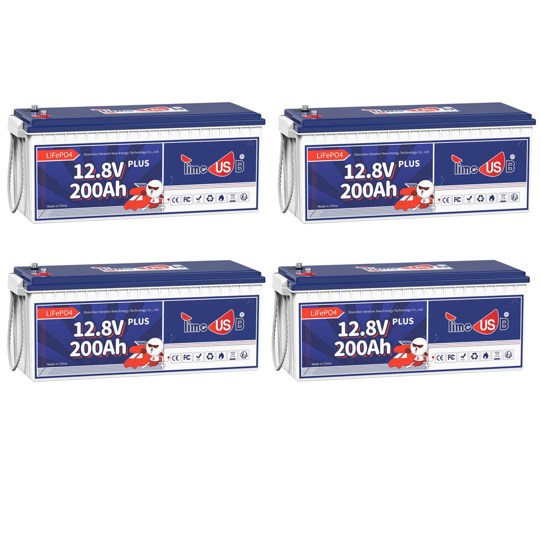 4 Stück Timeusb LiFePO4 200Ah Plus 12 Volt Batterie