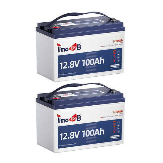 2 Stück Timeusb Batterie 12V 100Ah LiFePO4, BMS mit Tieftemperaturschutz