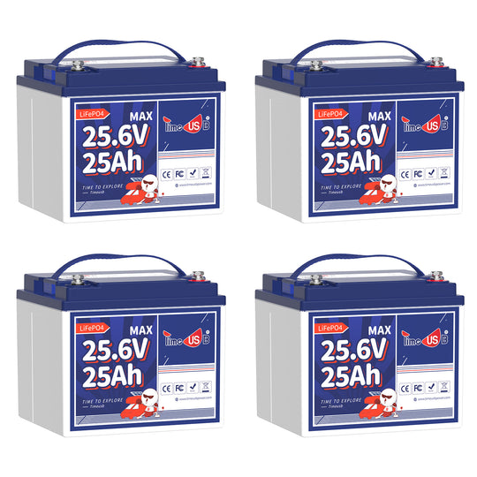 4 Pack Timeusb LiFePO4 24V 25Ah Lithium Batterie