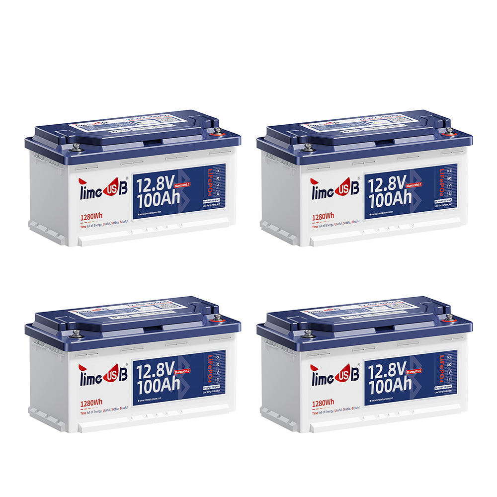 4 Stück Timeusb 100Ah LiFePO4 12V Lithium Batterie