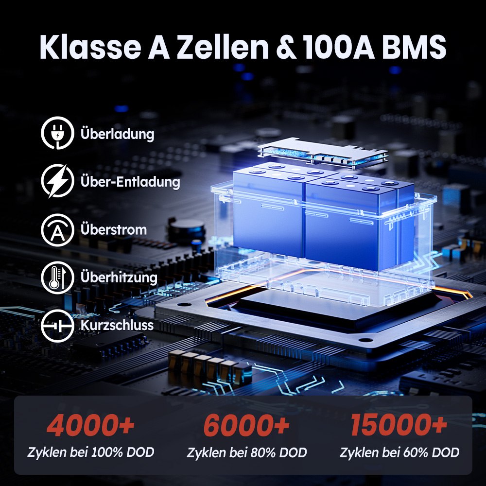 Klasse A LiFePO4 Zellen und 100A BMS von Timeusb LiFePO4 Batterie
