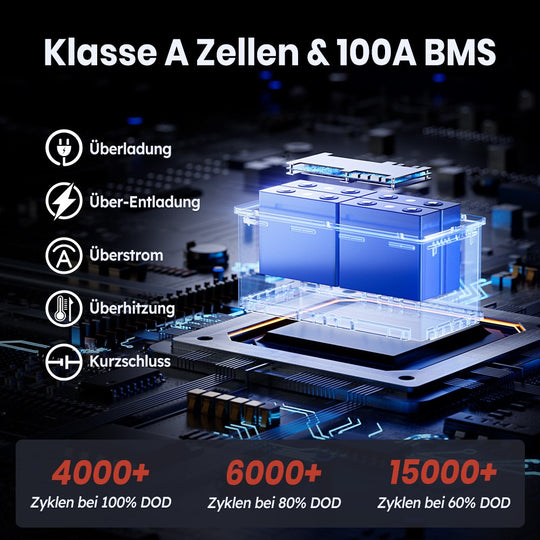 Klasse A LiFePO4 Zellen und 100A BMS von Timeusb LiFePO4 Batterie