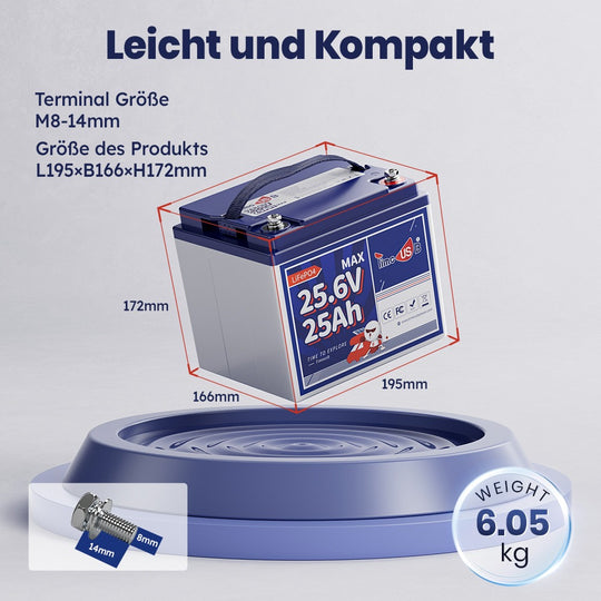 Leichte und kompakte 24V 25Ah Batterie