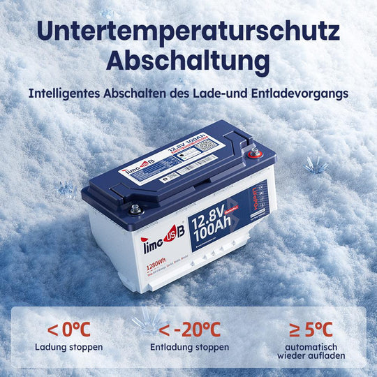 Timeusb 12V 100Ah Batterie_ H190 Smart Batterie mit Tieftemperaturschutz