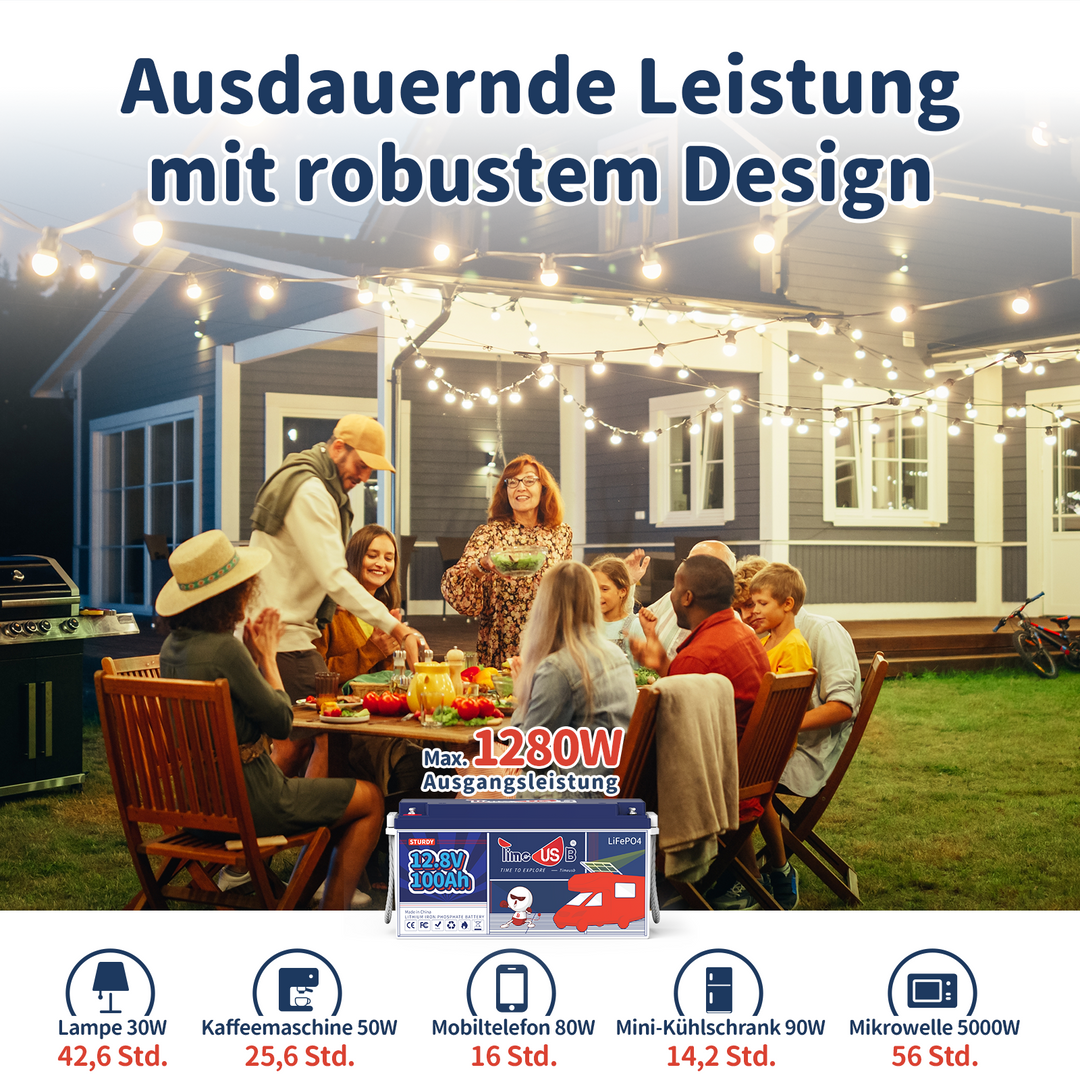 Gebraucht - Wie neu - Timeusb LiFePO4 100Ah Sturdy 12V Batterie, Kapazität 110Ah