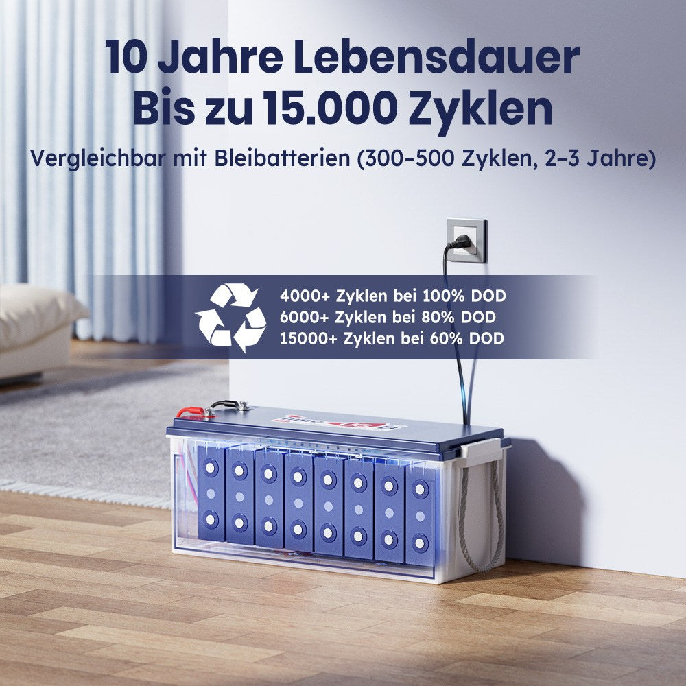 10 Jahre Lebensdauer von Lithium Batterie 200Ah_