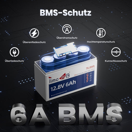 Timeusb 12V 6Ah Batteriemanagementsystem Schutzfunktion