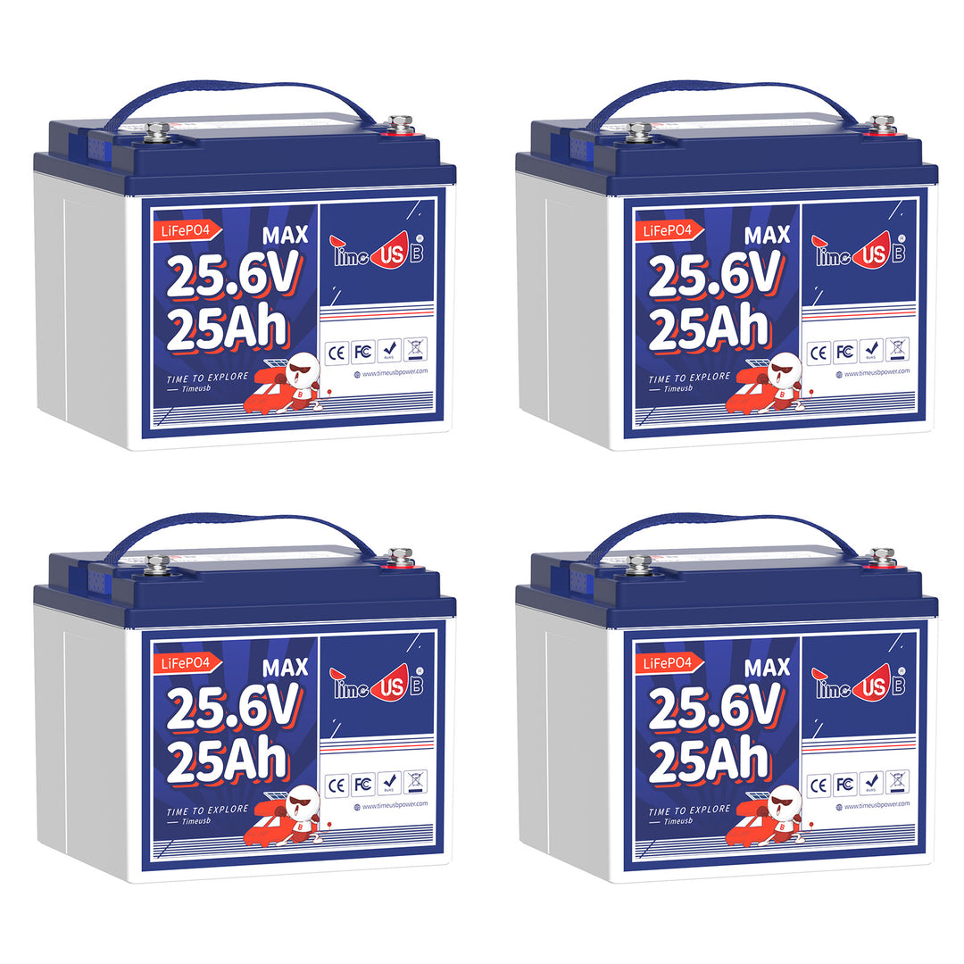 4 Pack Timeusb LiFePO4 24V 25Ah Lithium Batterie