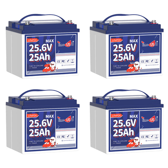 4 Pack Timeusb LiFePO4 24V 25Ah Lithium Batterie