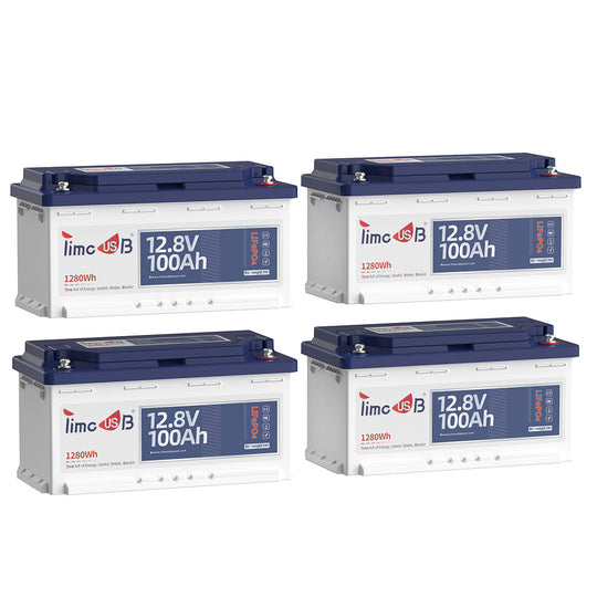 4 Stück Timeusb LiFePO4 12V 100Ah H190 Untersitz Batterie