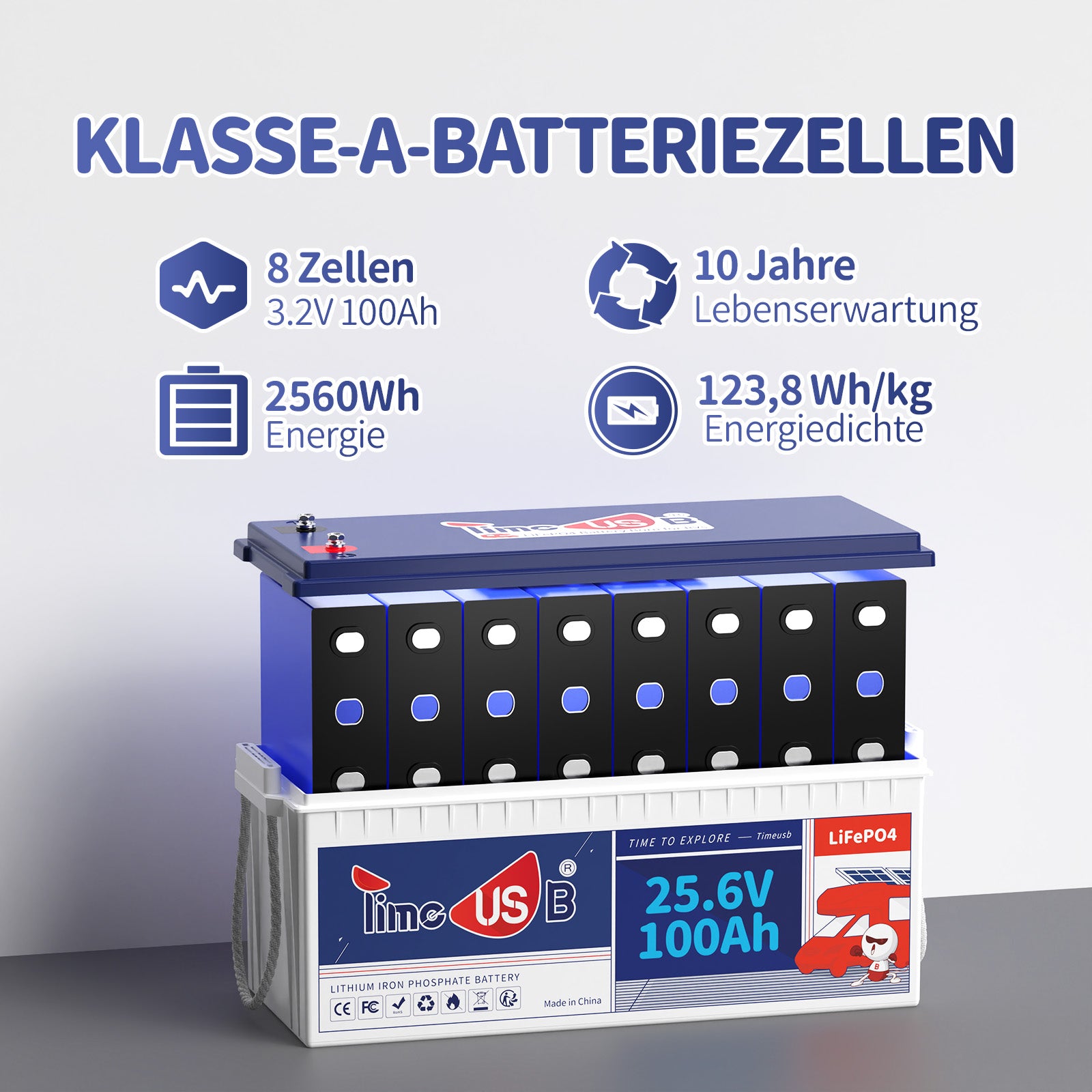 Timeusb Lithium Batterie 100Ah 24V LiFePO4 – Timeusb-DE