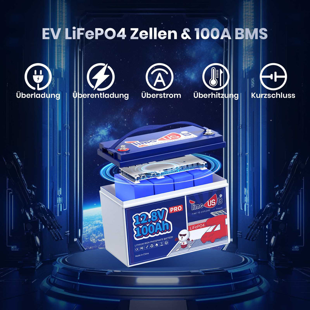 EV Grade LiFePO4 Zellen & 100A BMS von Timeusb 100Ah LiFePO4 12V