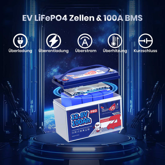 EV Grade LiFePO4 Zellen & 100A BMS von Timeusb 100Ah LiFePO4 12V