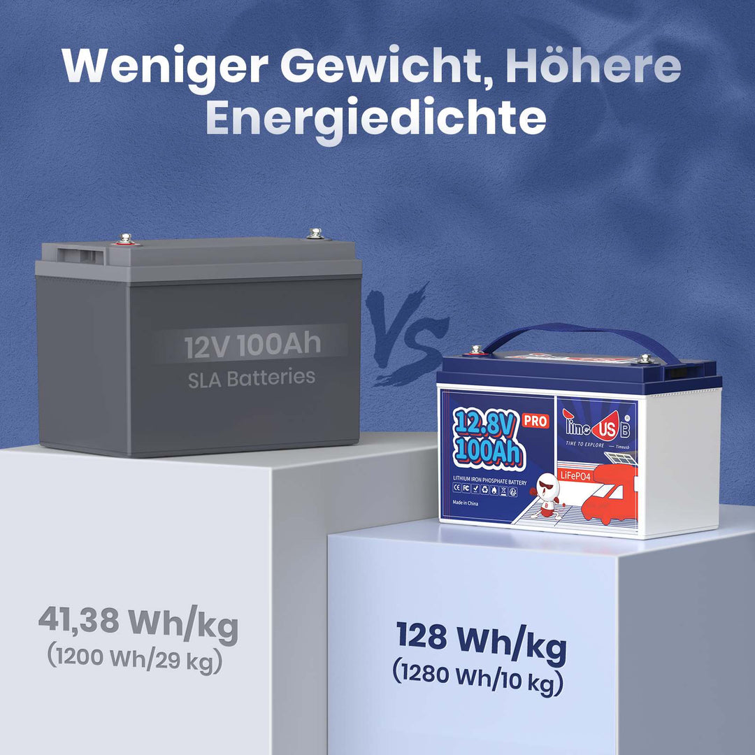 Höhere Energiedichte von Timeusb 100Ah LiFePO4 12V