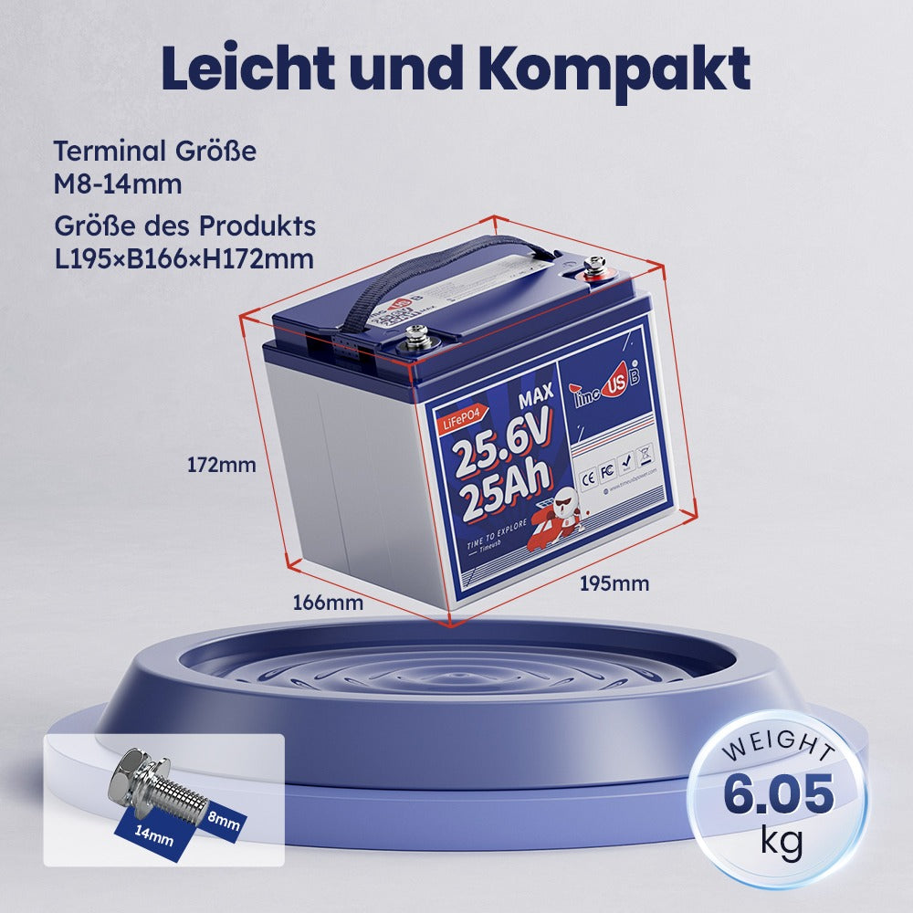 Leichte und kompakte 24V 25Ah Batterie