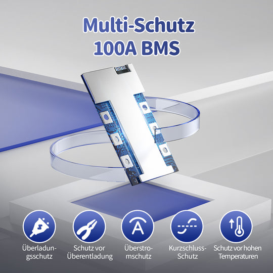 Muti-Schutz 100A BMS von Timeusb LiFePO4 24V Lithium Batterie 100Ah