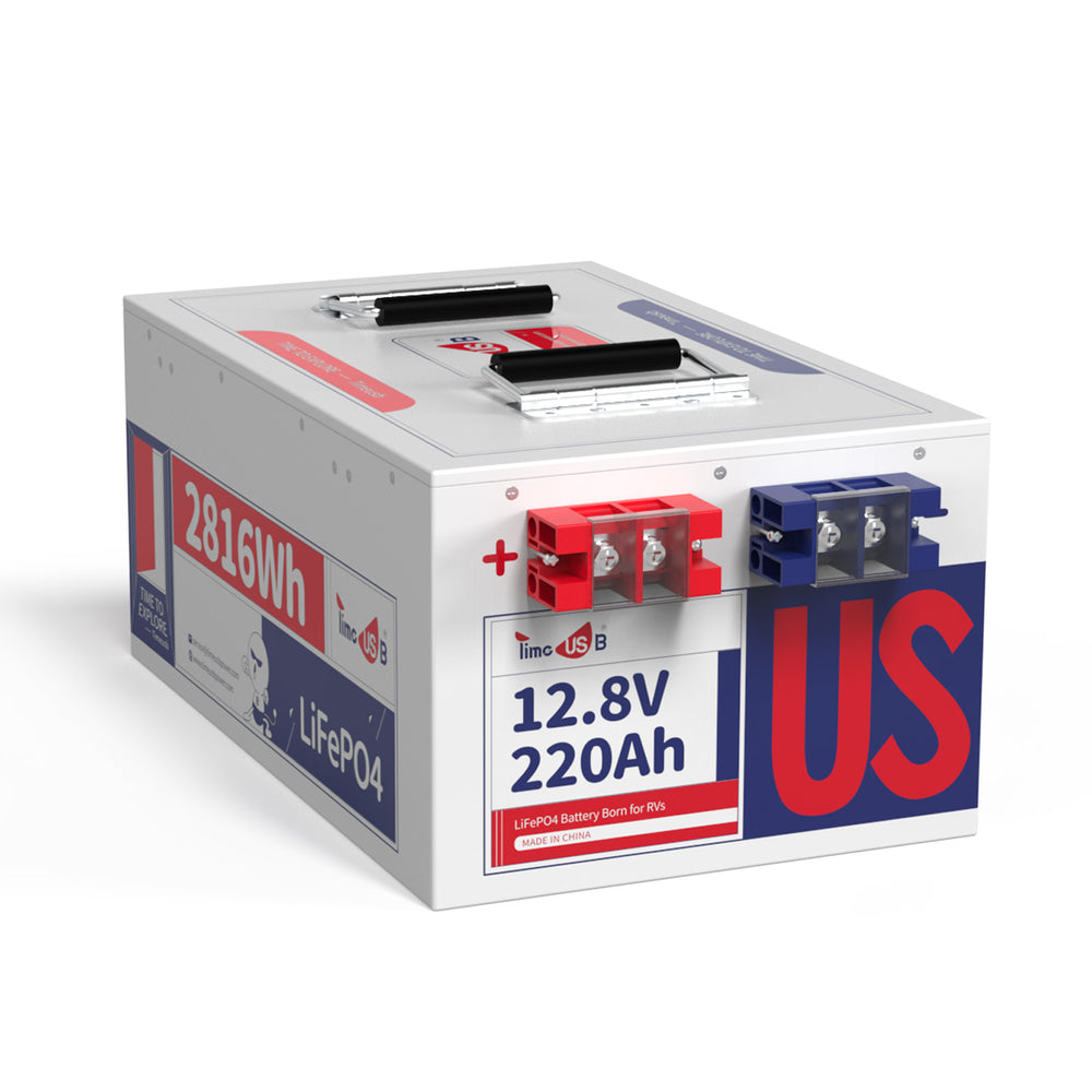 Timeusb 12V 220Ah LiFePO4 Batterie  | 2,816 kWh & 150A BMS