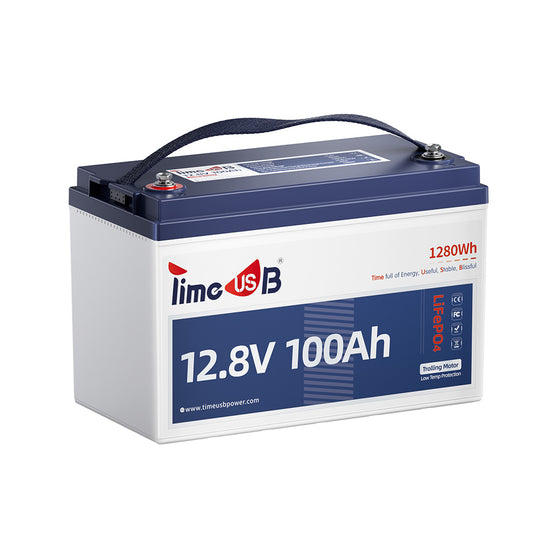 Timeusb Batterie 12V 100Ah LiFePO4, BMS mit Tieftemperaturschutz