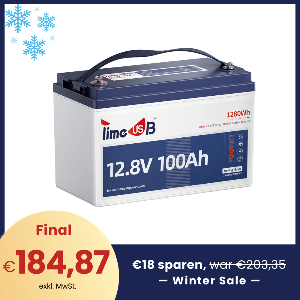 【❄Zimowa wyprzedaż, wolne od podatku】 - Bateria Timeusb 12V 100Ah LiFePO4, BMS z zabezpieczeniem przed niską temperaturą