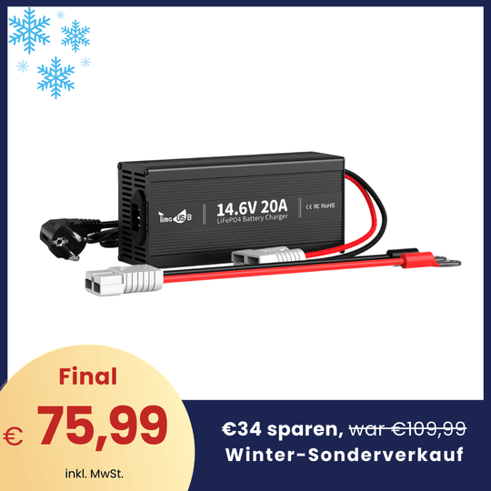 【❄Winter-Sonderverkauf】Timeusb Ladegerät LiFePO4 14,6V 20A für 12V Batterie