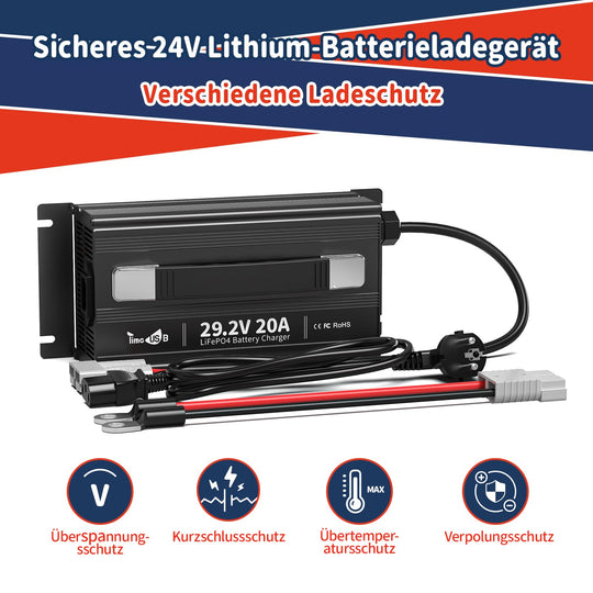 Gebraucht - Wie neu - Timeusb LiFePO4 Ladegerät 29,2V 20A für 24 Volt Akku