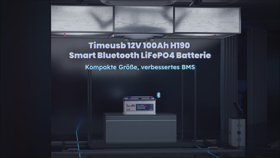 Timeusb 12V 100Ah H190 Smart Batterie mit Bluetooth und Tieftemperaturschutz